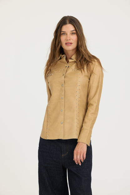 Elsa Patina Leather Shirt Fawn
