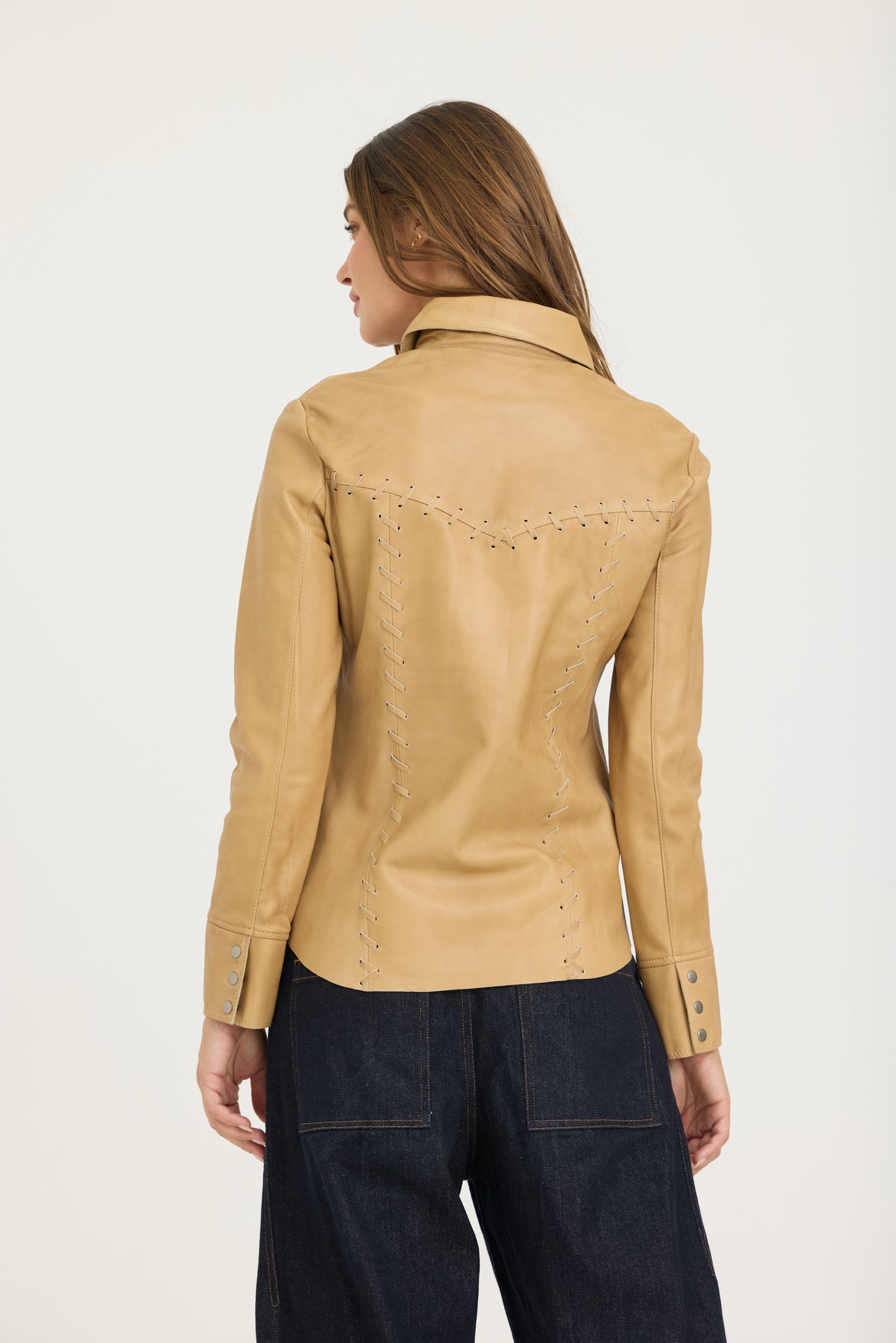 Elsa Patina Leather Shirt Fawn