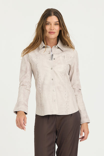 Elsa Patina Leather Shirt Storm