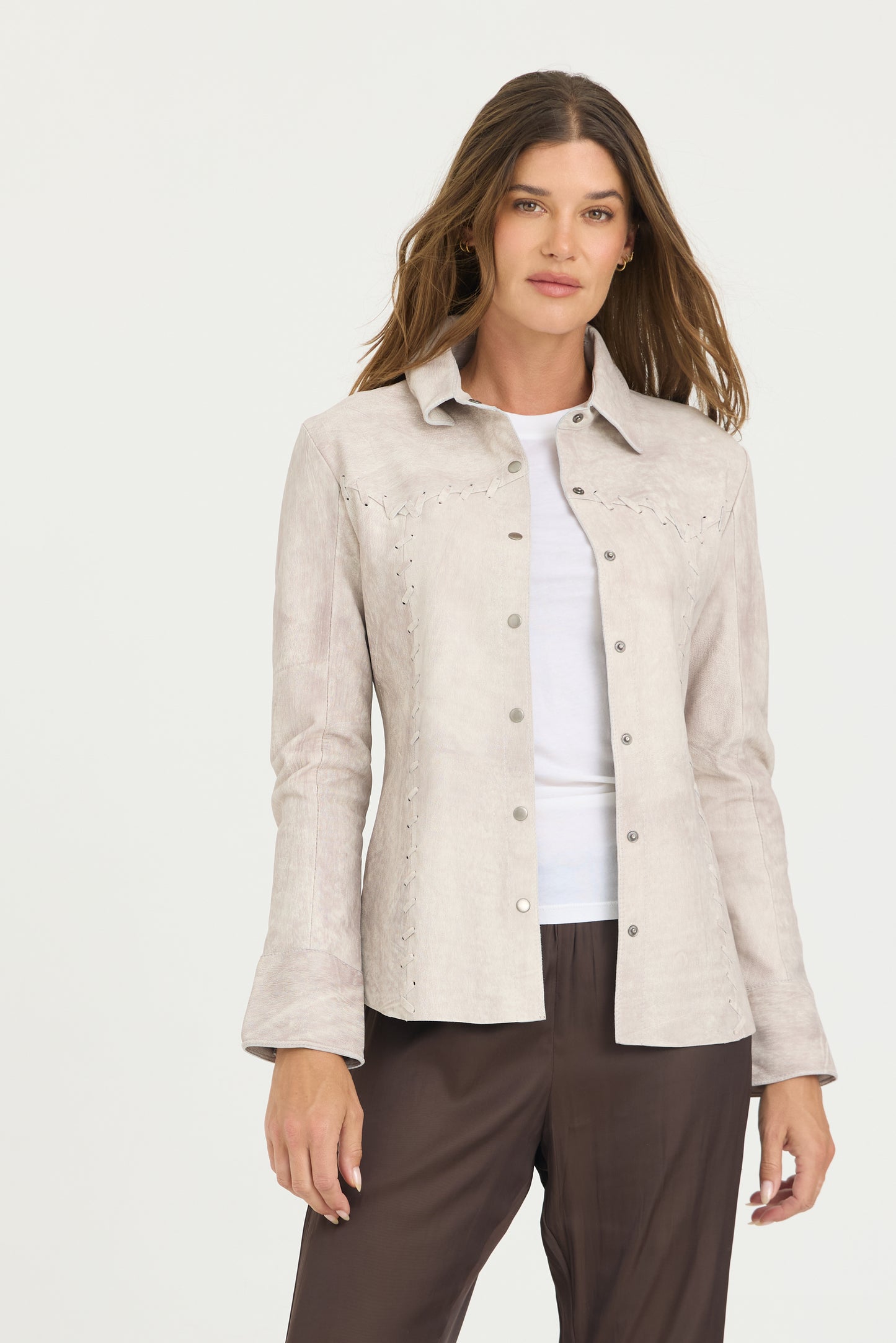 Elsa Patina Leather Shirt Storm