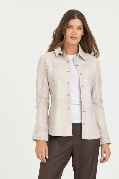 Elsa Patina Leather Shirt Storm