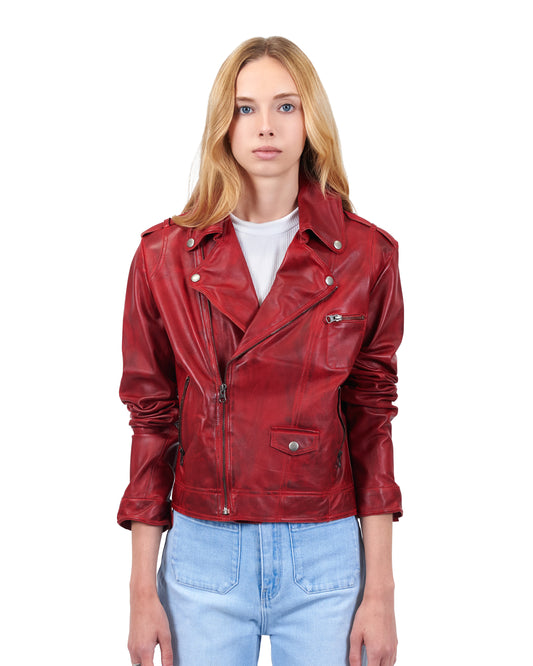 Tyler Waxed Leather Jacket Red