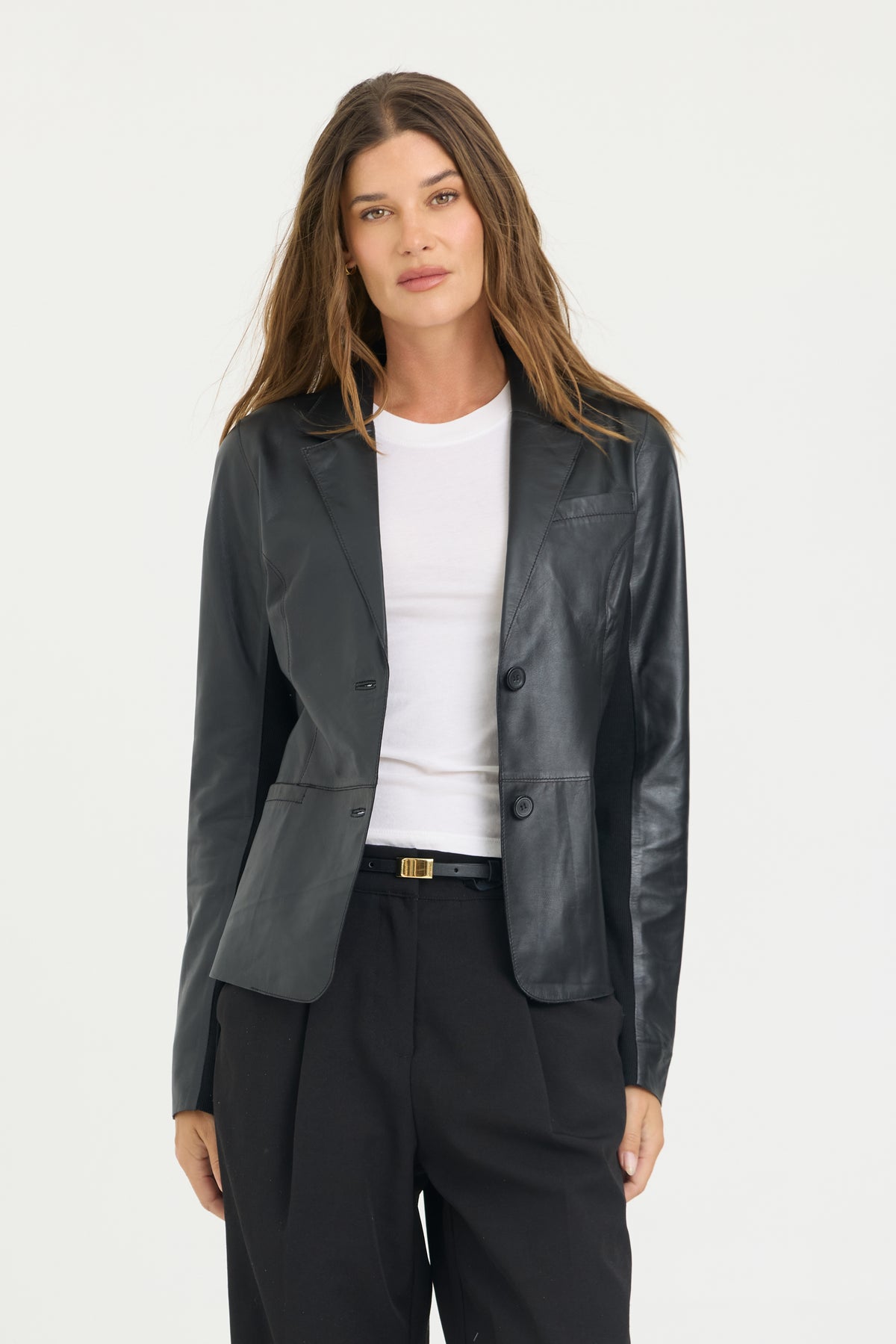 Allison Burnished Leather Jacket  Black