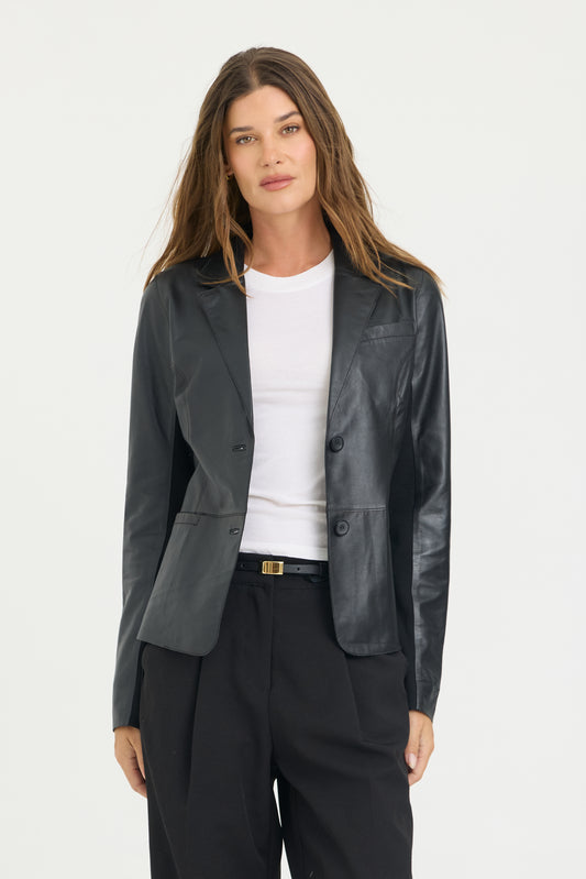 Allison Burnished Leather Jacket  Black