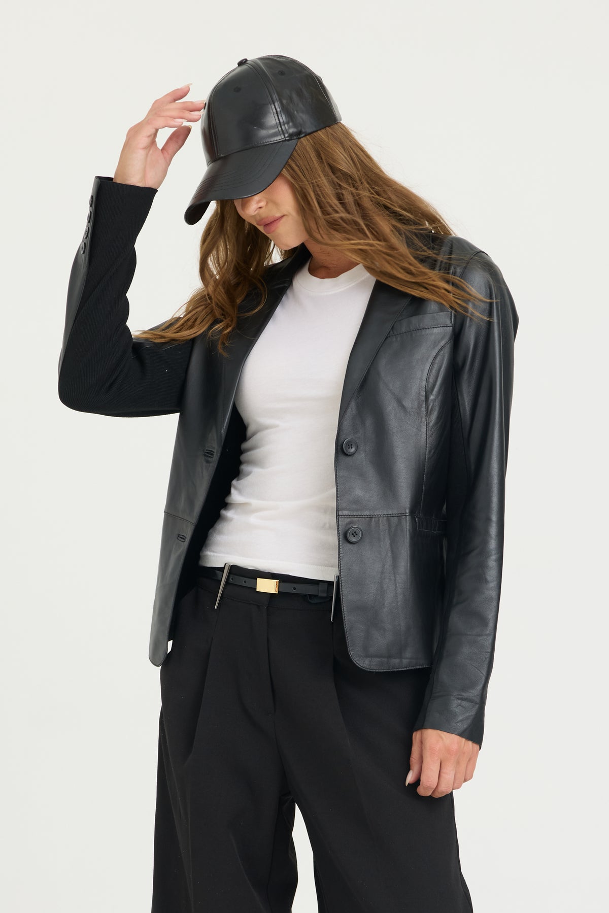 Allison Burnished Leather Jacket  Black