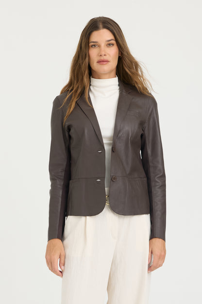 Allison Burnished Leather Jacket Chestnut