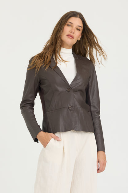 Allison Burnished Leather Jacket Chestnut