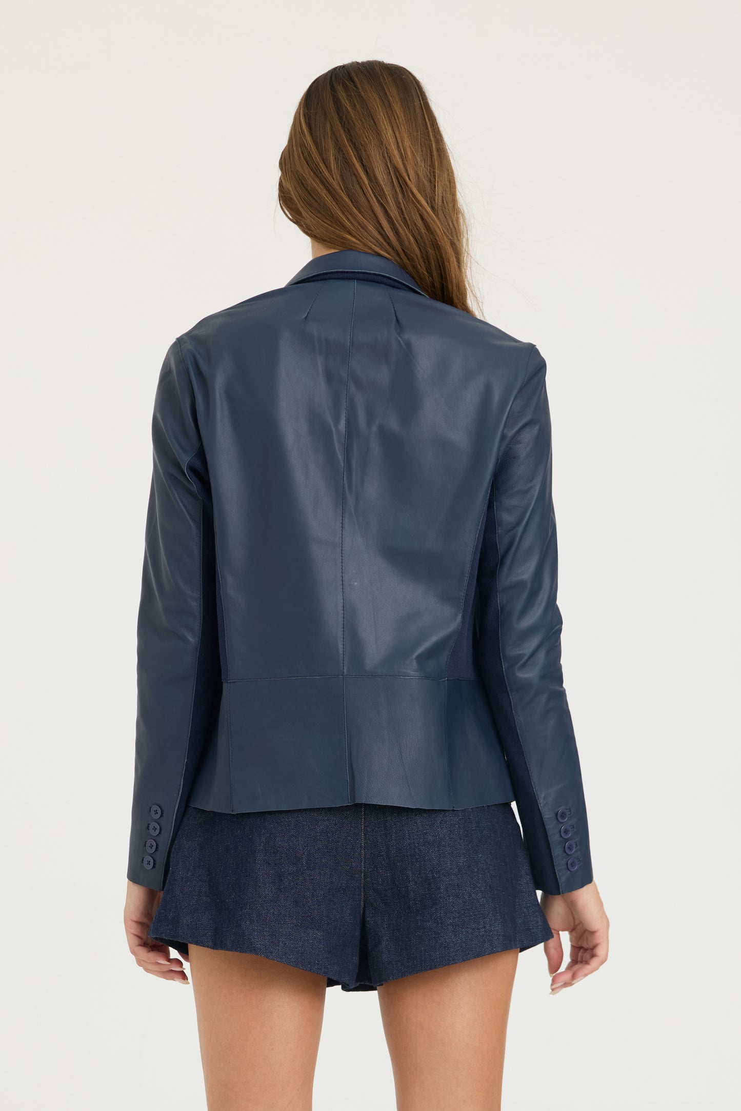 Allison Burnished Leather Jacket  Indigo