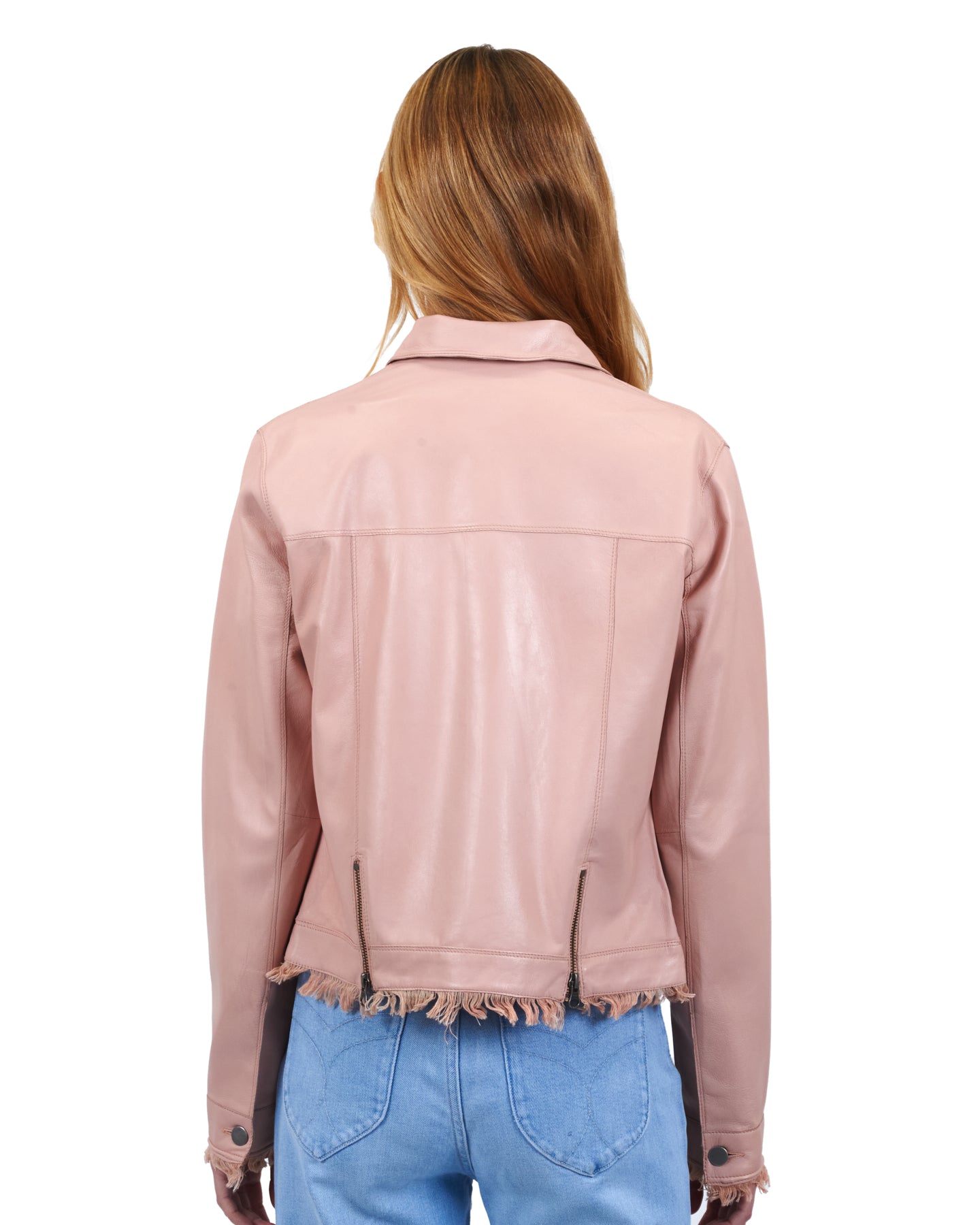 Alexa Burnished Leather Jacket Petal
