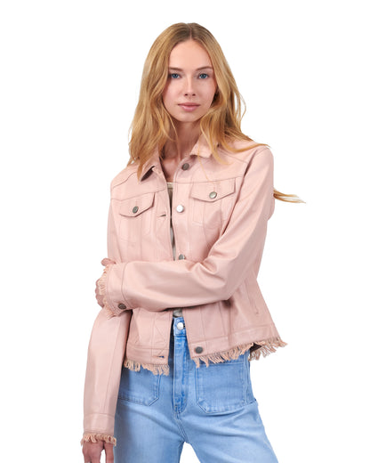 Alexa Burnished Leather Jacket Petal