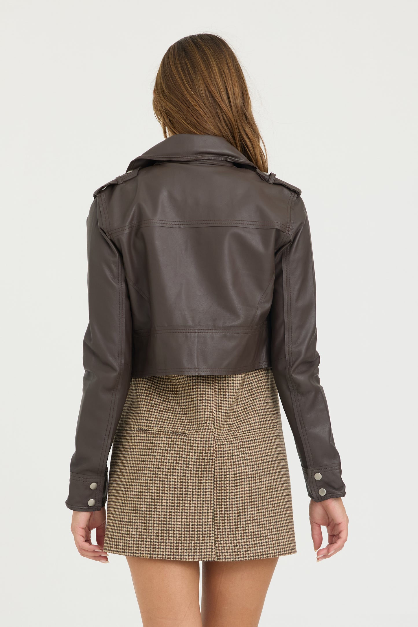 Erin Burnished Leather Jacket Chestnut