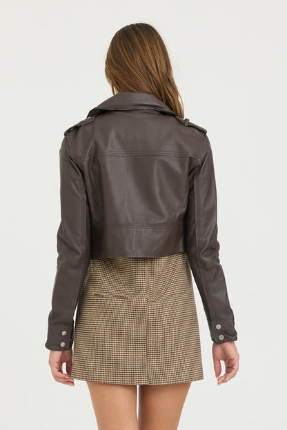 Erin Burnished Leather Jacket Chestnut