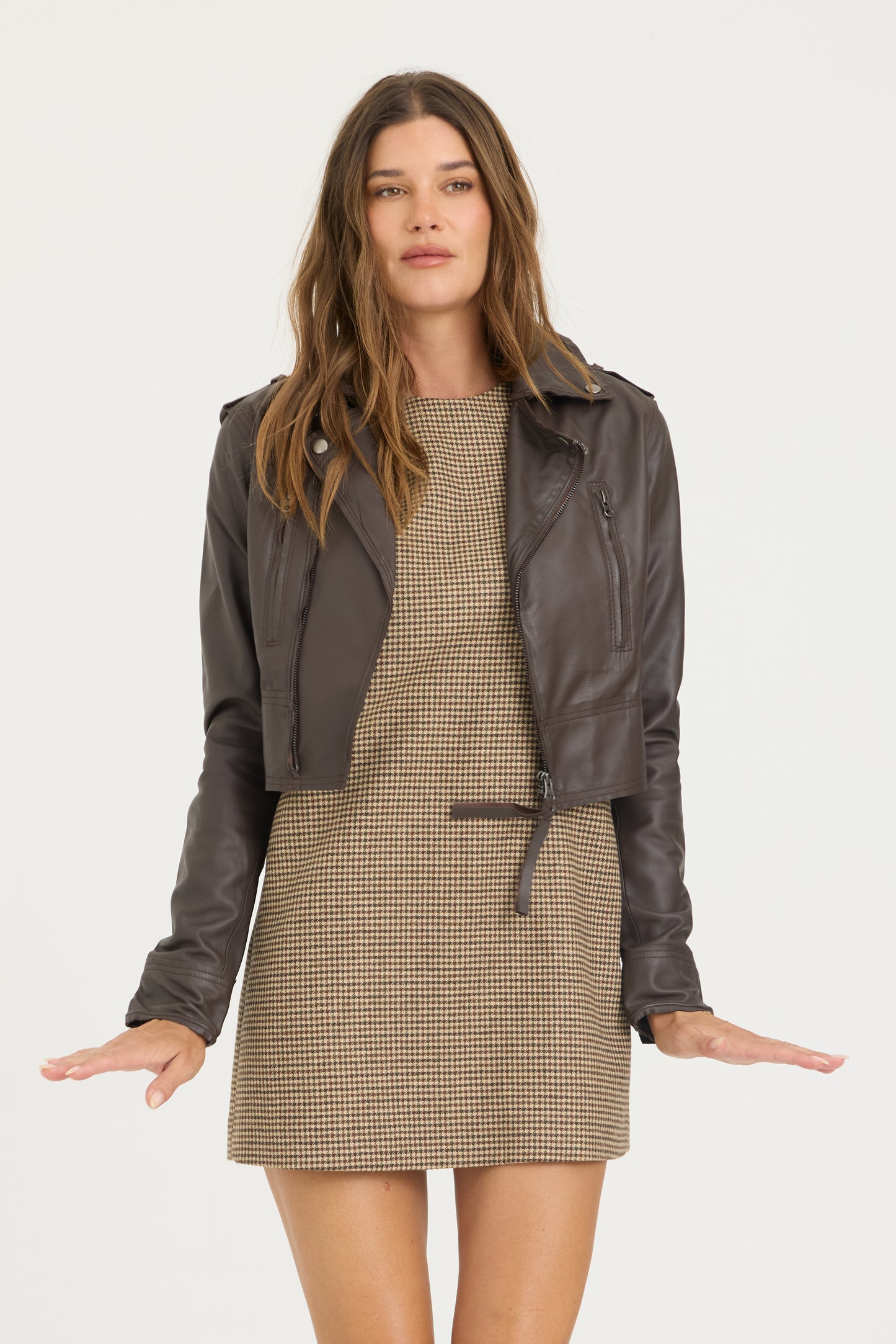 Erin Burnished Leather Jacket Chestnut