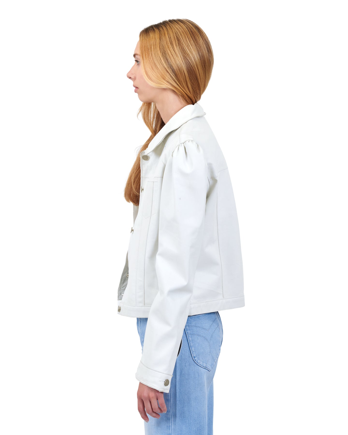 Ariel Burnished Leather Jacket White