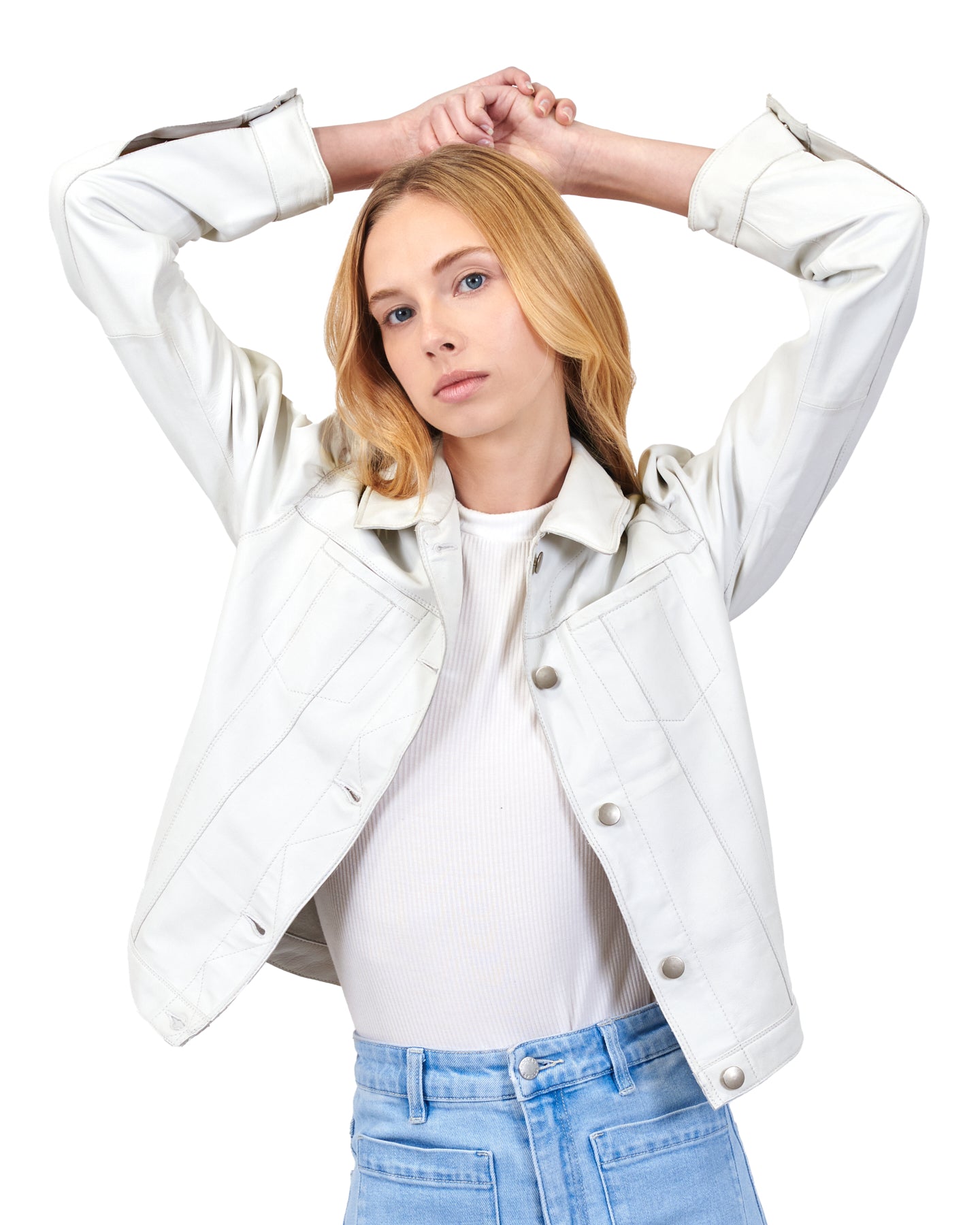 Ariel Burnished Leather Jacket White