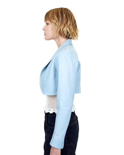 Charlie Burnished Leather Jacket Blue