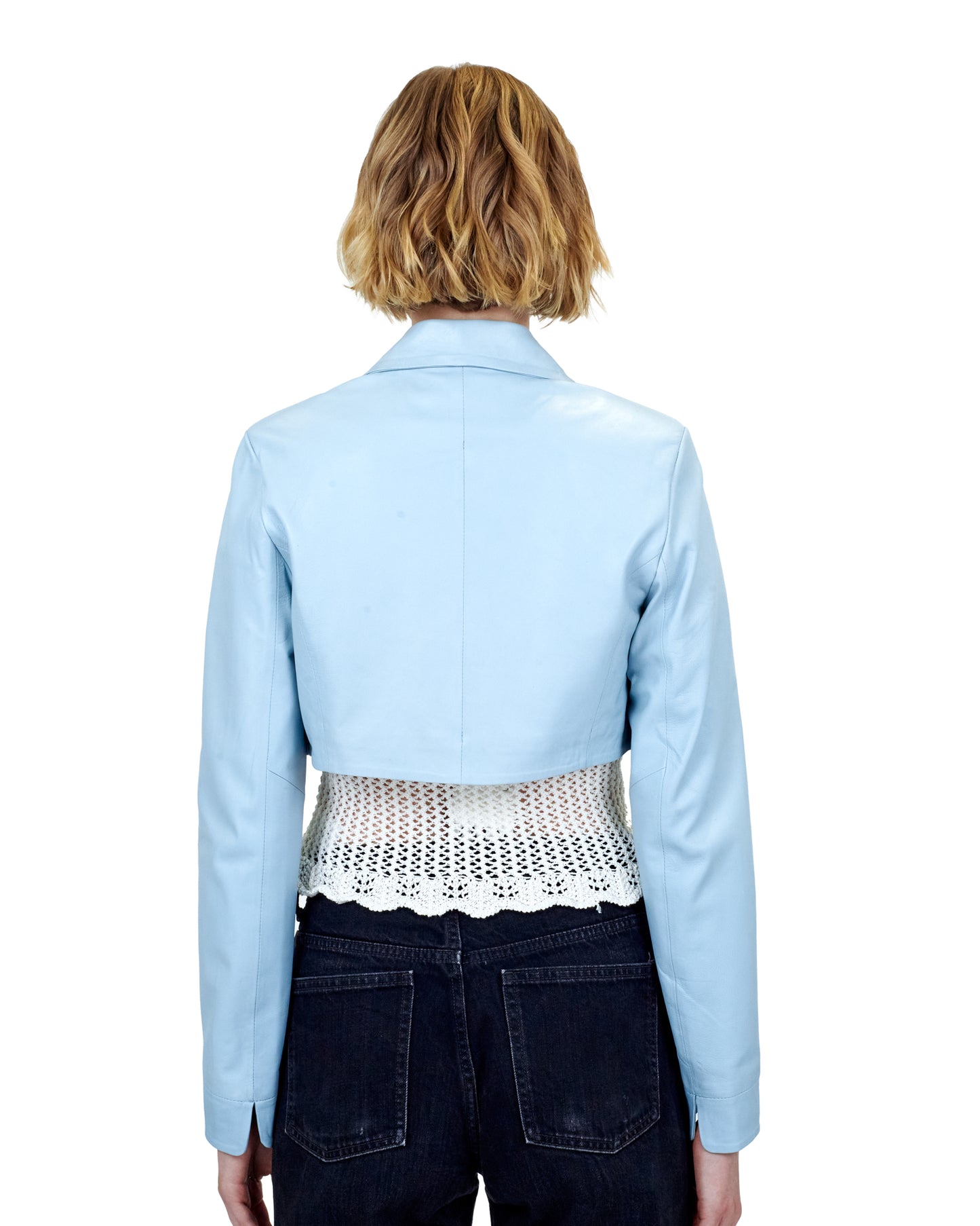 Charlie Burnished Leather Jacket Blue