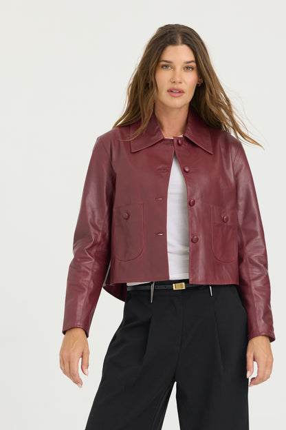 Julie Burnished Leather Claret