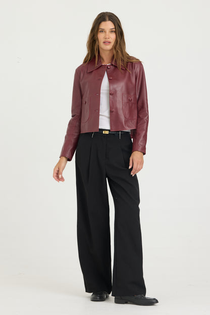 Julie Burnished Leather Claret