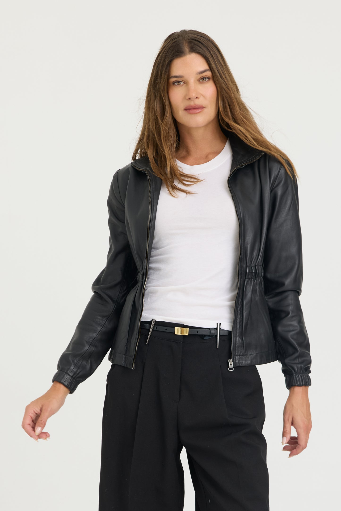 Sienna Burnished Leather Jacket Black