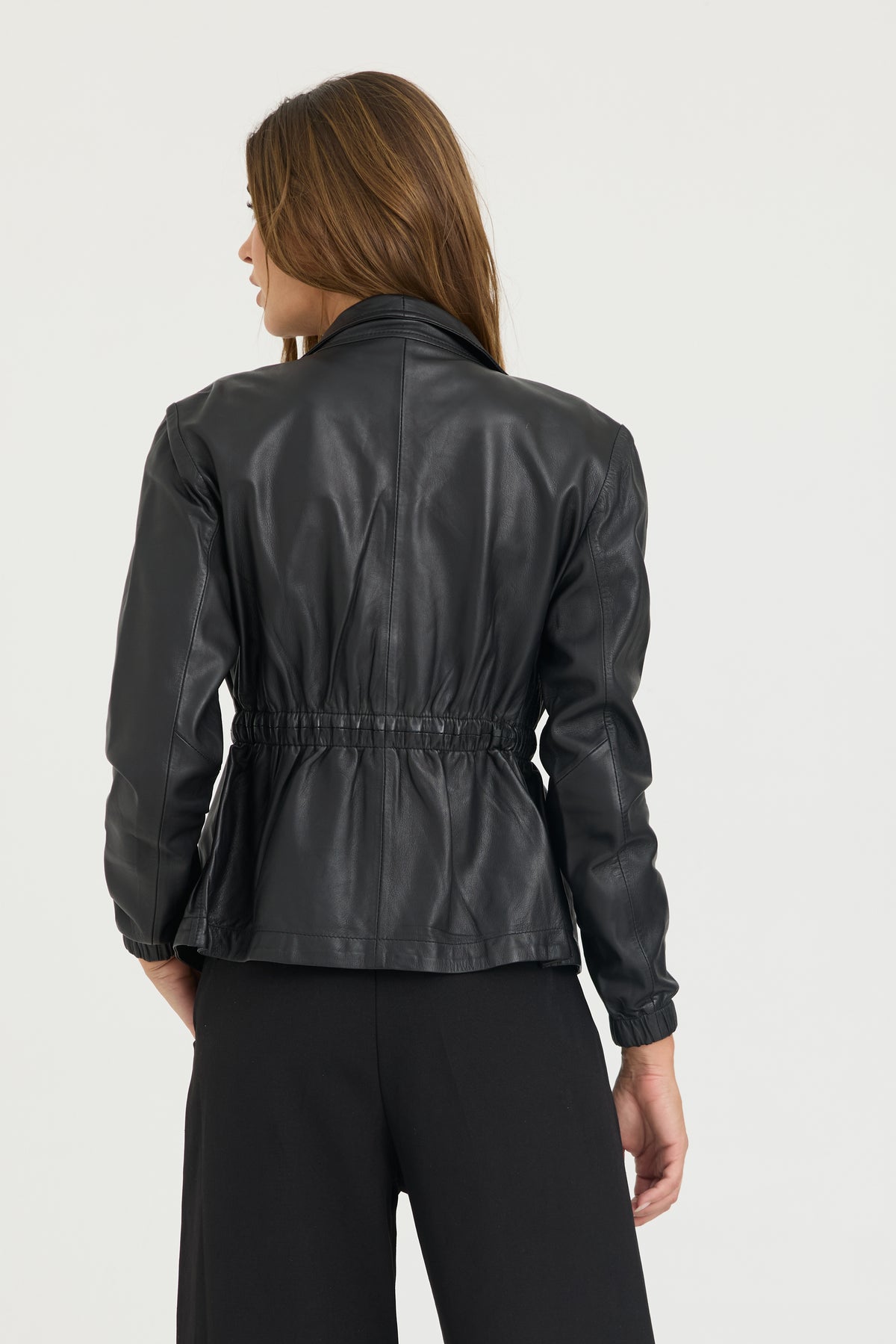 Sienna Burnished Leather Jacket Black