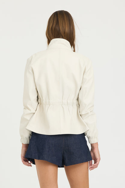 Sienna Burnished Leather Jacket Creme