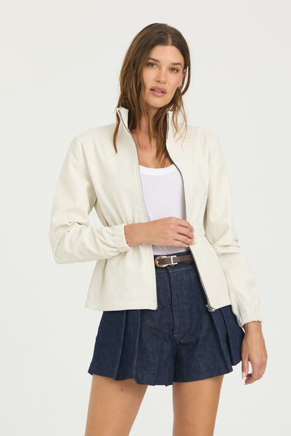Sienna Burnished Leather Jacket Creme