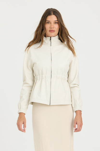Sienna Burnished Leather Jacket Creme