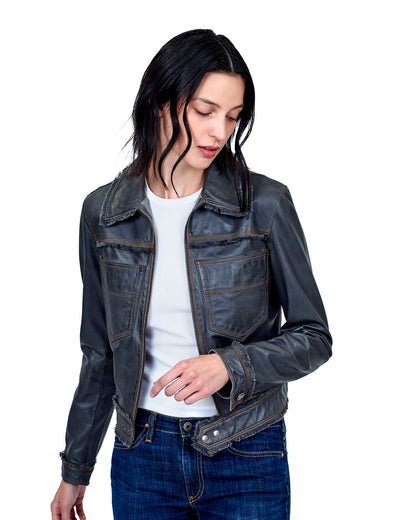 Hayden Vintage Leather Jacket Greystone