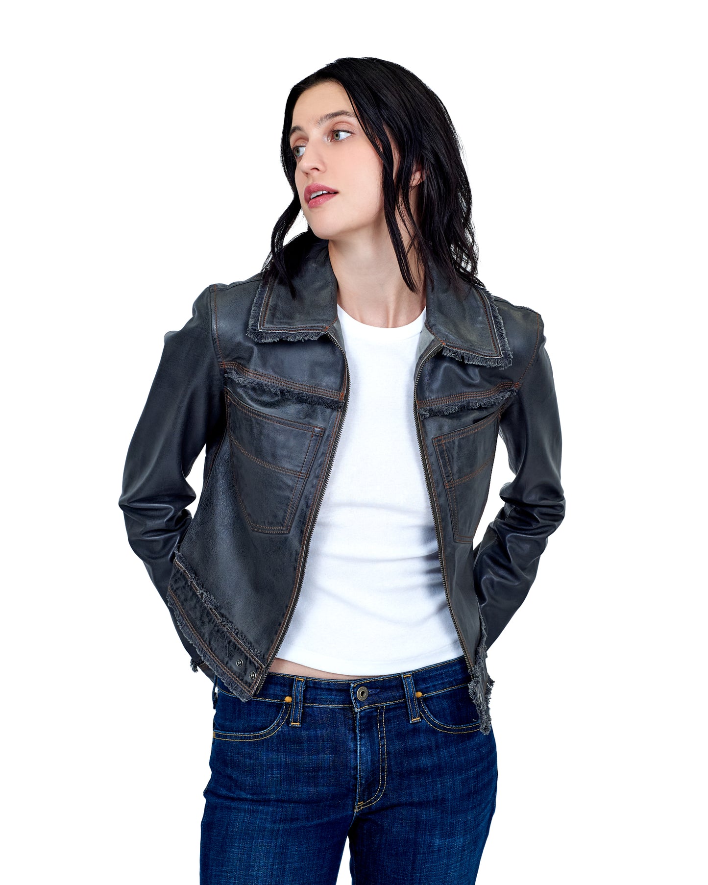 Hayden Vintage Leather Jacket Greystone