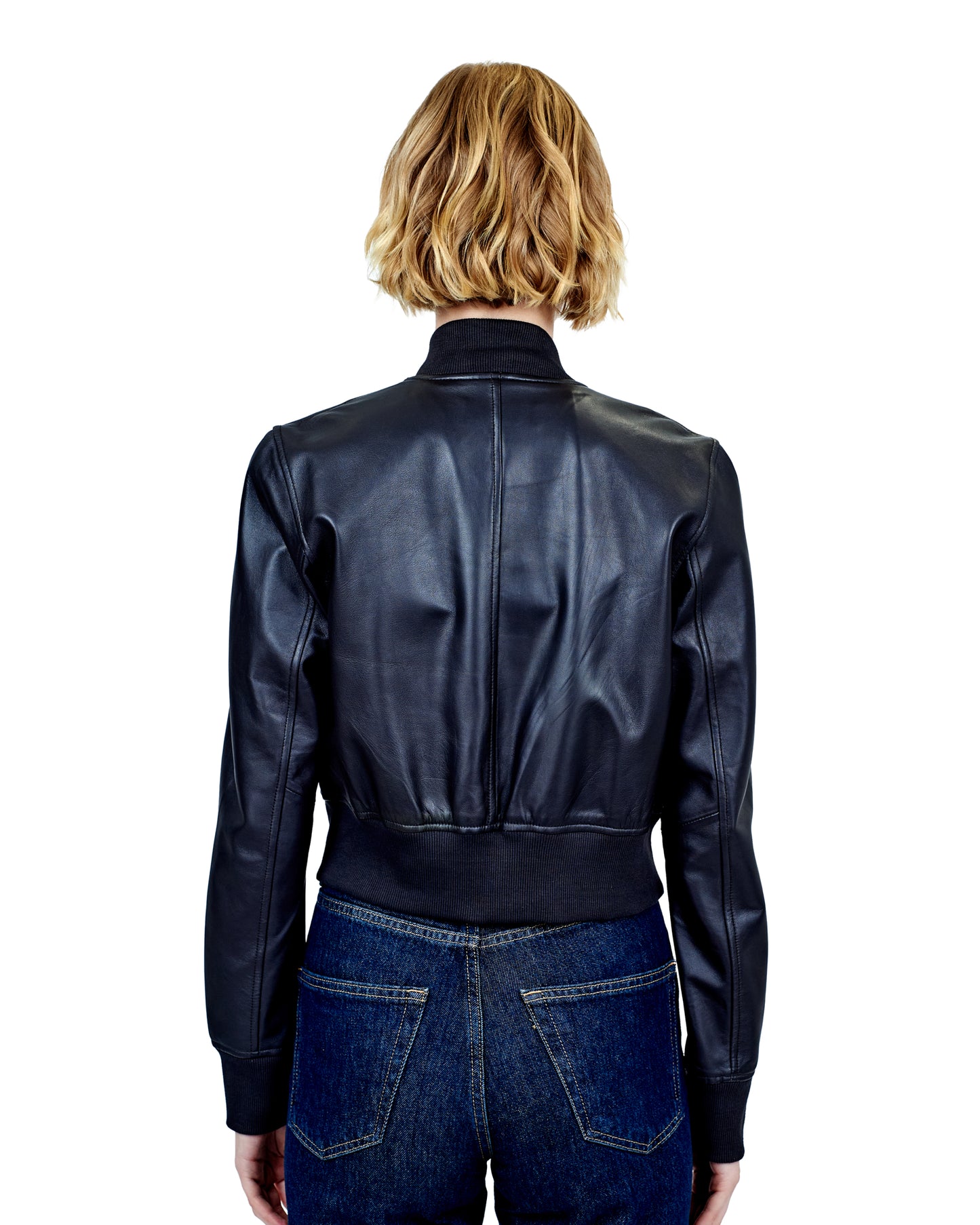 Collins Washed Leather Jacket Black Shimmer