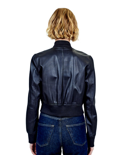 Collins Washed Leather Jacket Black Shimmer