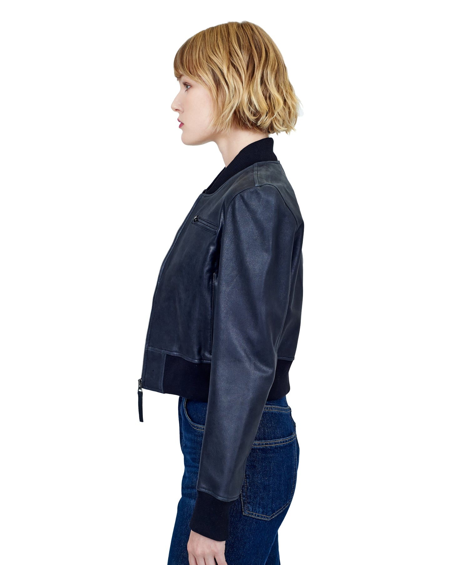 Collins Washed Leather Jacket Black Shimmer