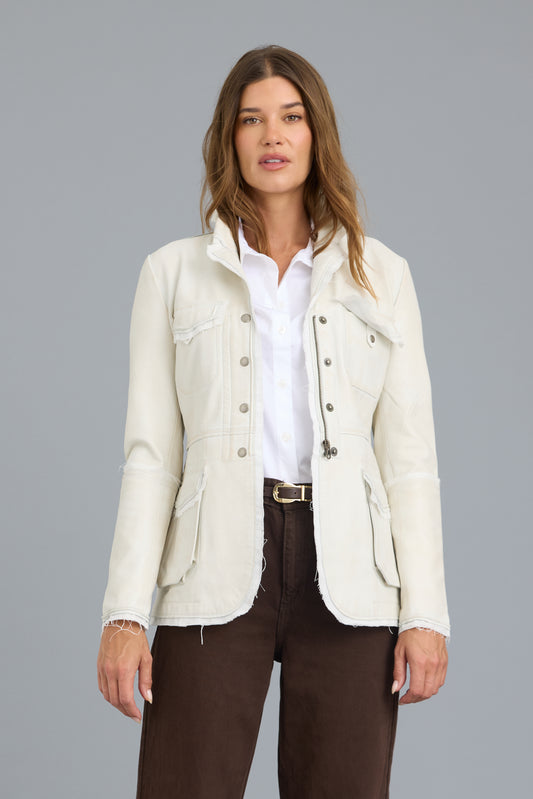 Meryl Vintage Leather Jacket Coconut