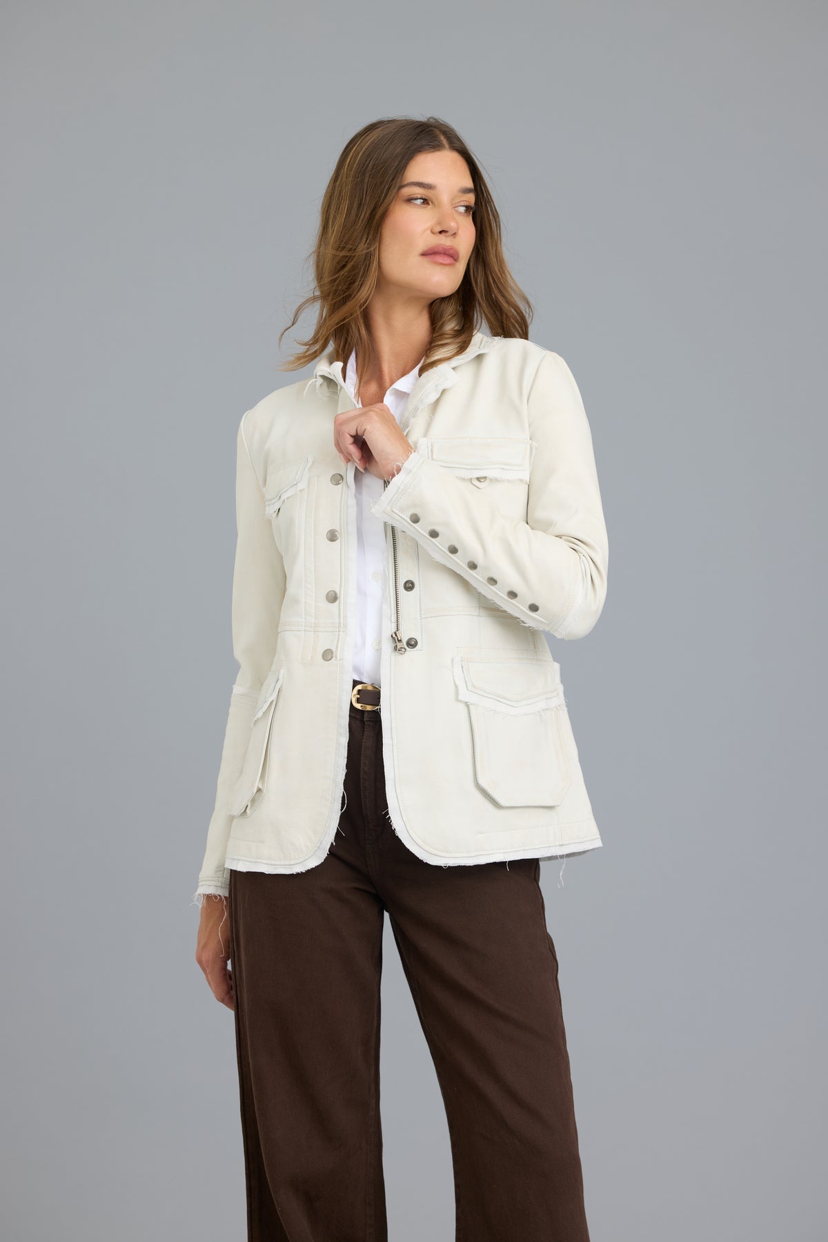 Meryl Vintage Leather Jacket Coconut