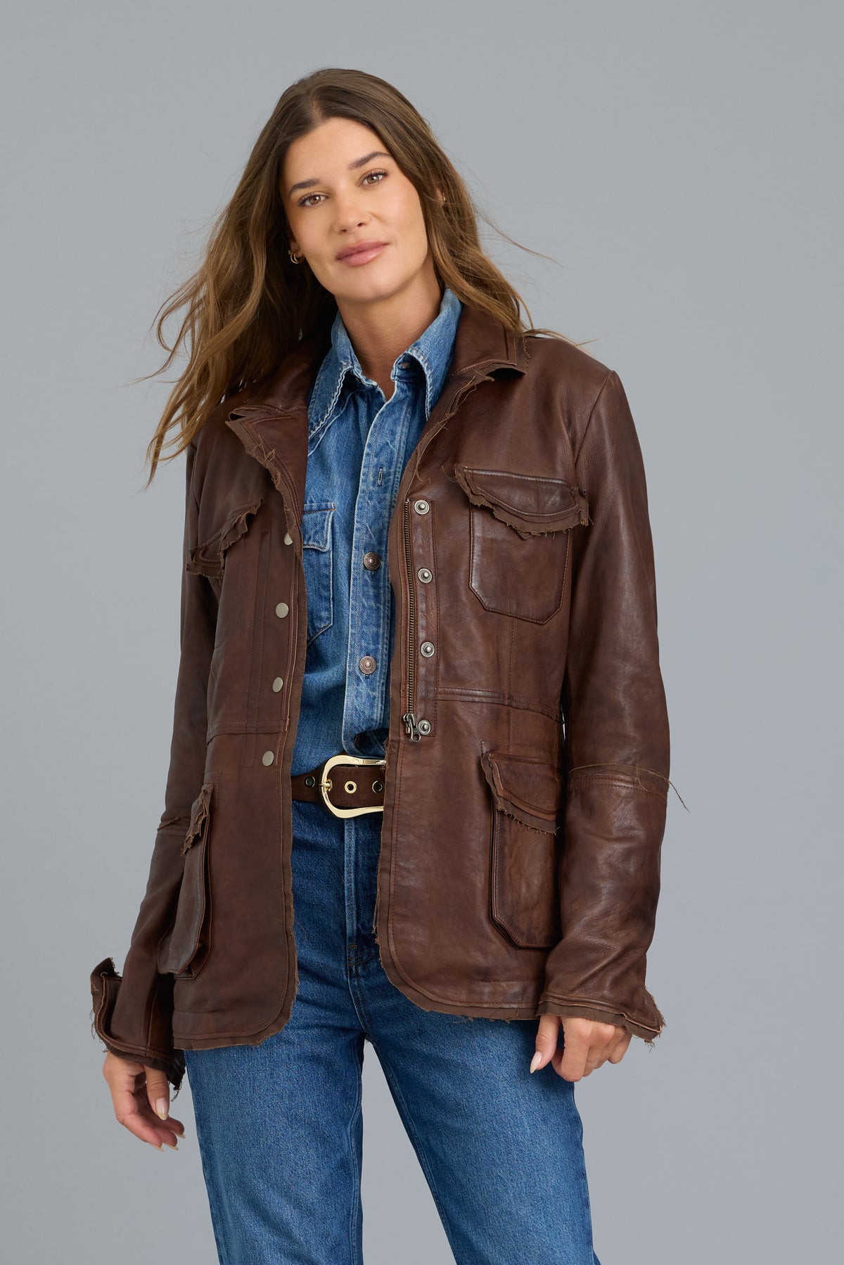Meryl Vintage Leather Jacket Walnut