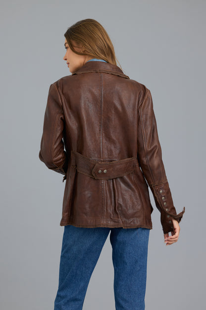 Meryl Vintage Leather Jacket Walnut