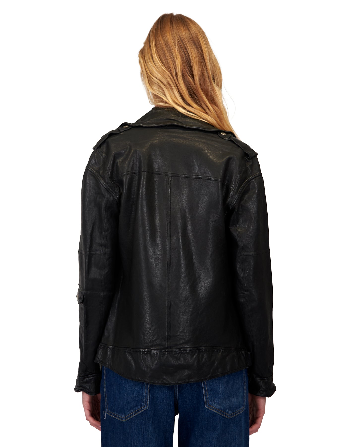 Vinny Wrinkle Vintage Leather Jacket Black