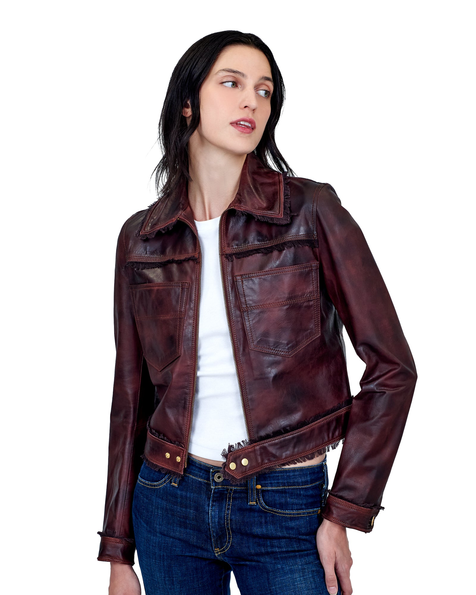 Hayden Vintage Leather Jacket Port - Main Image