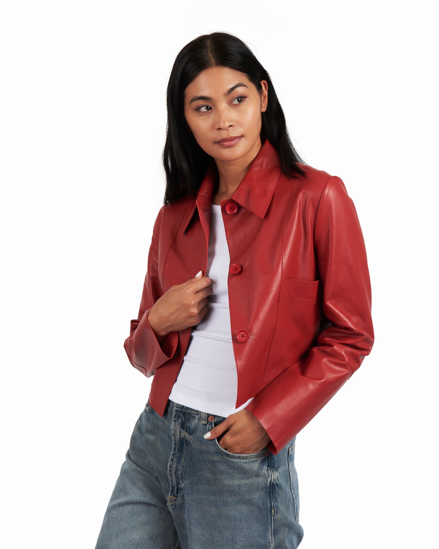 Simona Vintage Leather Jacket Habenero