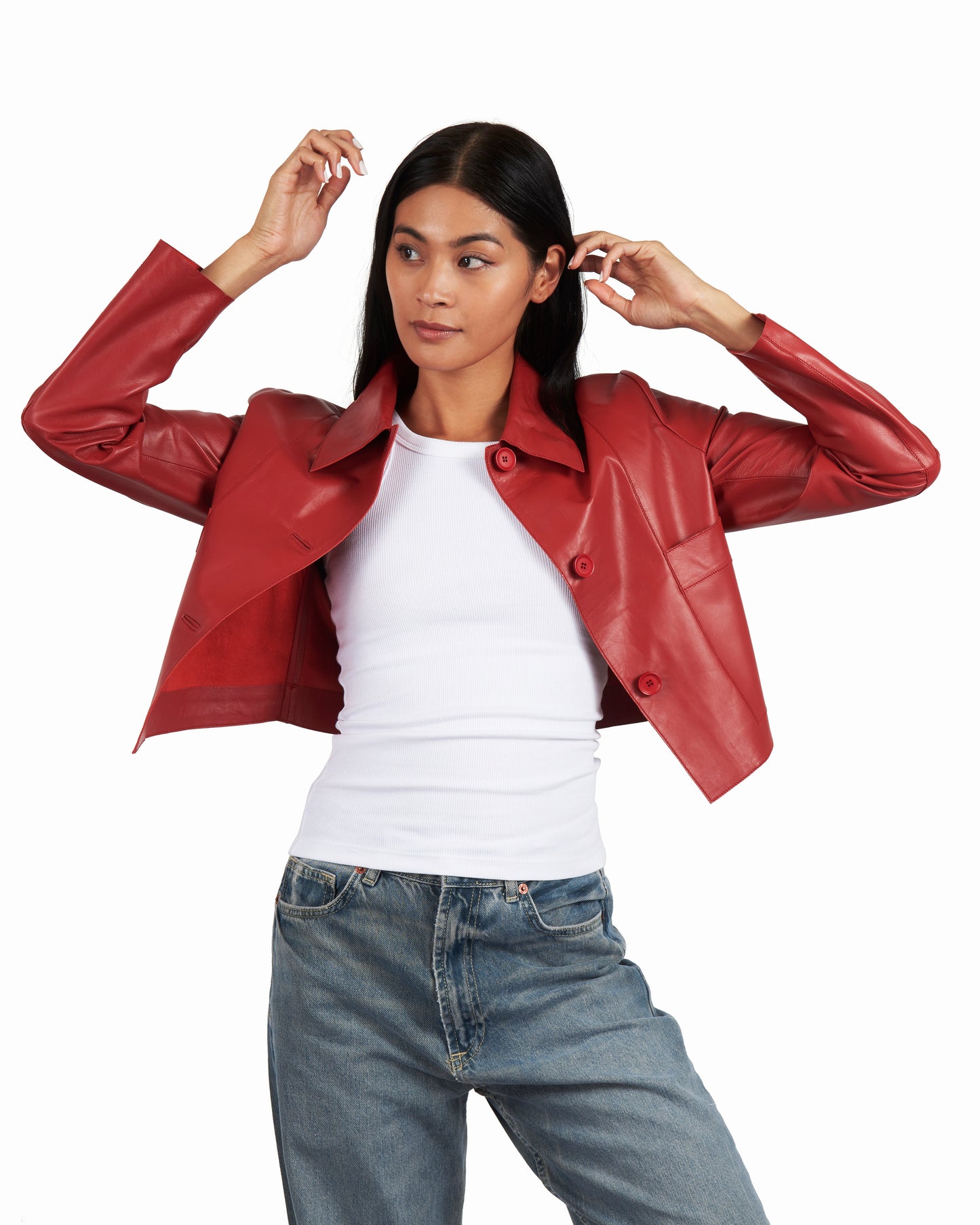 Simona Vintage Leather Jacket Habenero