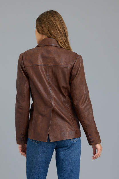 Grace Vintage Leather Jacket Walnut