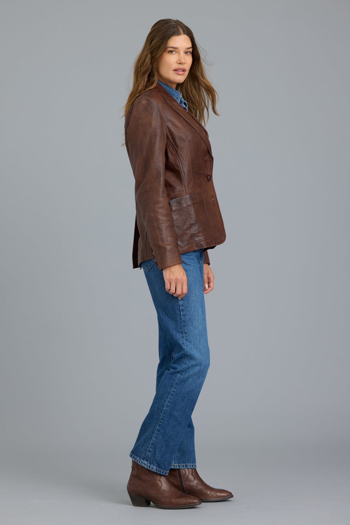 Grace Vintage Leather Jacket Walnut