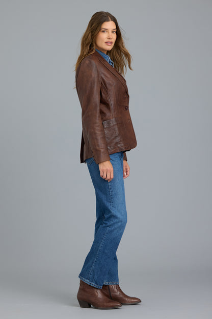 Grace Vintage Leather Jacket Walnut