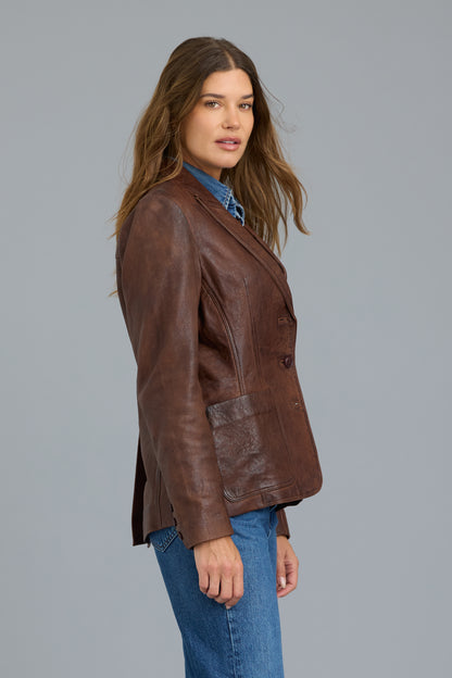 Grace Vintage Leather Jacket Walnut