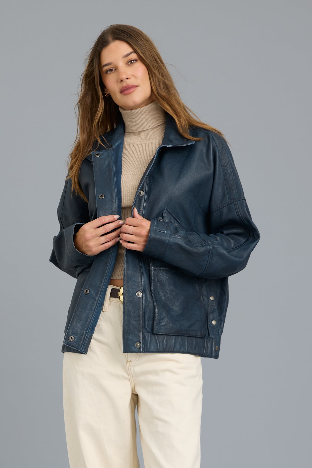 Adriana Vintage Leather Jacket Mineral