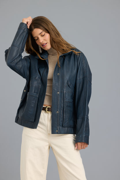 Adriana Vintage Leather Jacket Mineral