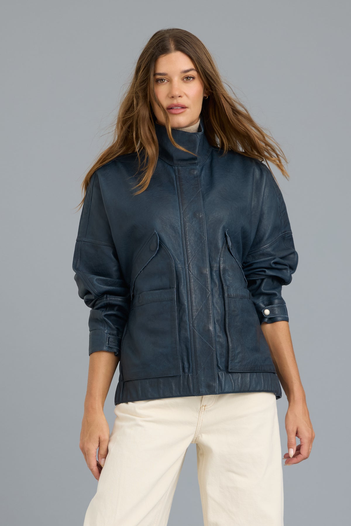 Adriana Vintage Leather Jacket Mineral