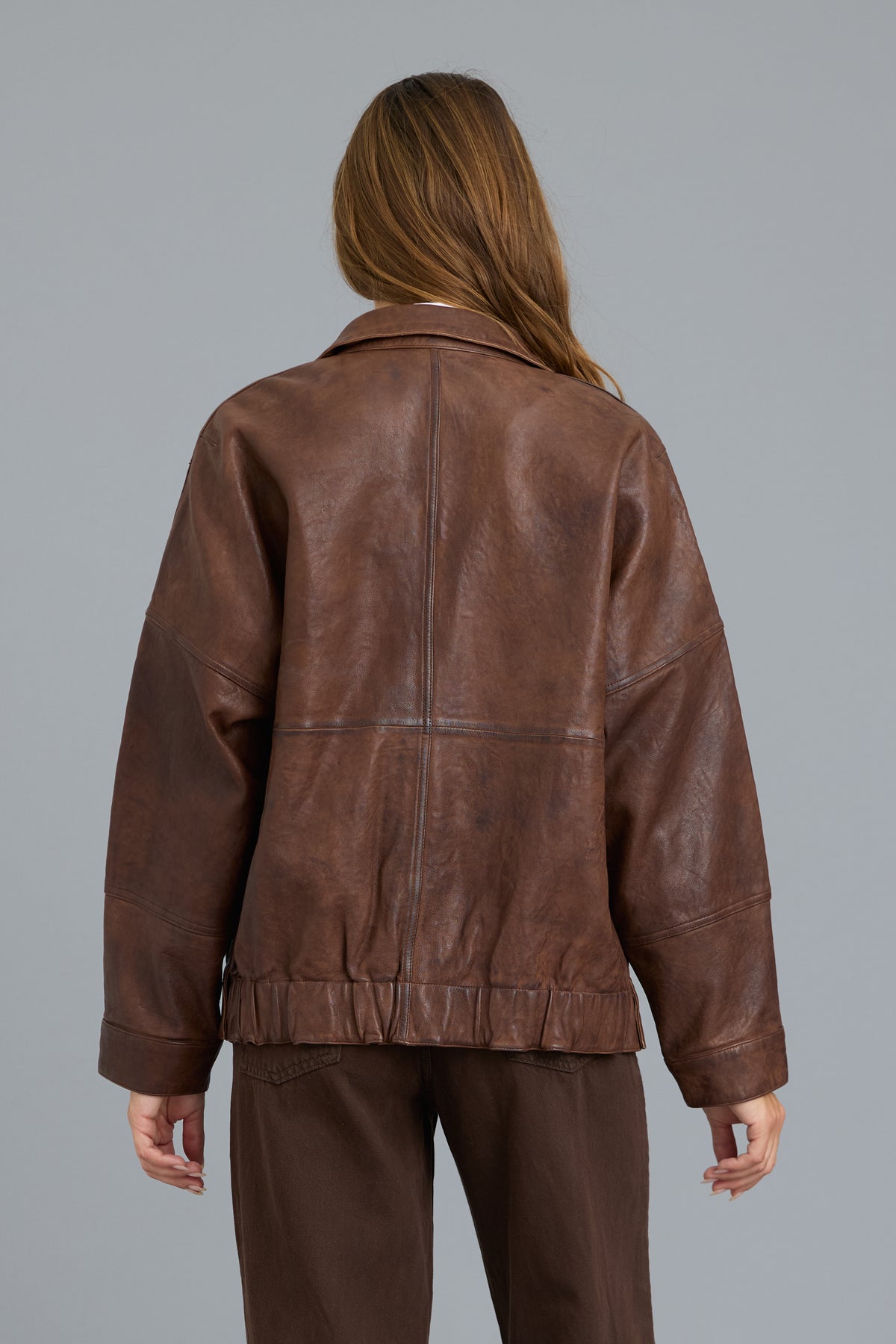 Adriana Vintage Leather Jacket Mineral Walnut