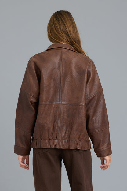 Adriana Vintage Leather Jacket Mineral Walnut